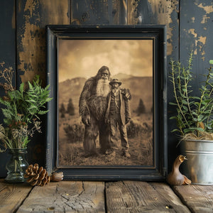 Sasquatch Wall Art Print Vintage Photograph Cryptid Bigfoot Print Mystery Wall Art 19th Century Sasquatch Poster Bigfoot Lover Gift (No Frame)