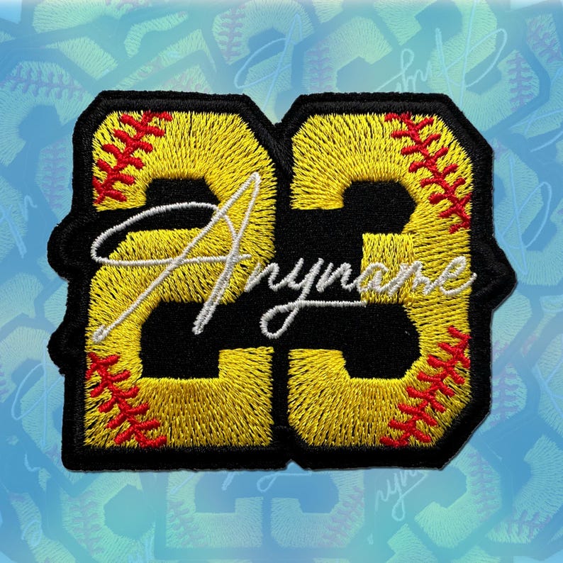 Custom Name Softball Patch, Personalized Name Number Baseball Patches Sport Team Gifts for Coach Patch Applique for Clothes Hats Backpacks