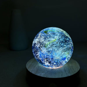 Custom Blue Galaxy Glass Ball Light, Personalized Planet Night Lamp, Engraved Sky Night Light, LED Star Table Lamp, Space Planet Desk Lamp