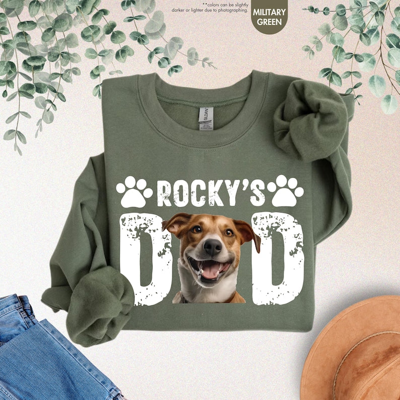 Custom Dog Dad Shirt, Custom Pet Photo Shirt,Dog Dad Gift,Personalized Dog Name Photo,Animal Lover Shirt,Gift For Dog Lover,Fathers Day Gift