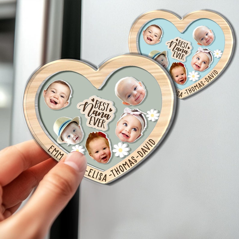 Personalized Mother's Day Gift For Nana, Custom Baby Face With Name Magnet, Best Nana Ever Magnet, Gift For Grandma, Gift From Grandkids
