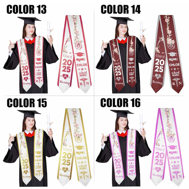 Personalized Nursing Graduation Stole, Custom Nursing Graduation gift, Custom Graduation Sash, Class Of 2025 Graduation, Graduation Gift