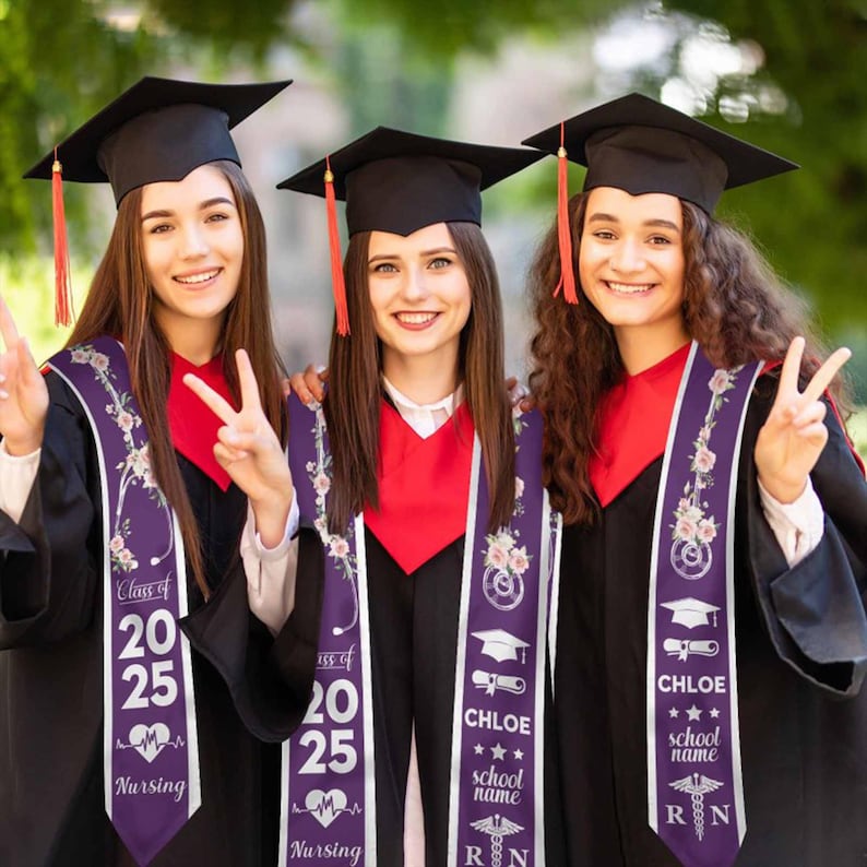 Personalized Nursing Graduation Stole, Custom Nursing Graduation gift, Custom Graduation Sash, Class Of 2025 Graduation, Graduation Gift