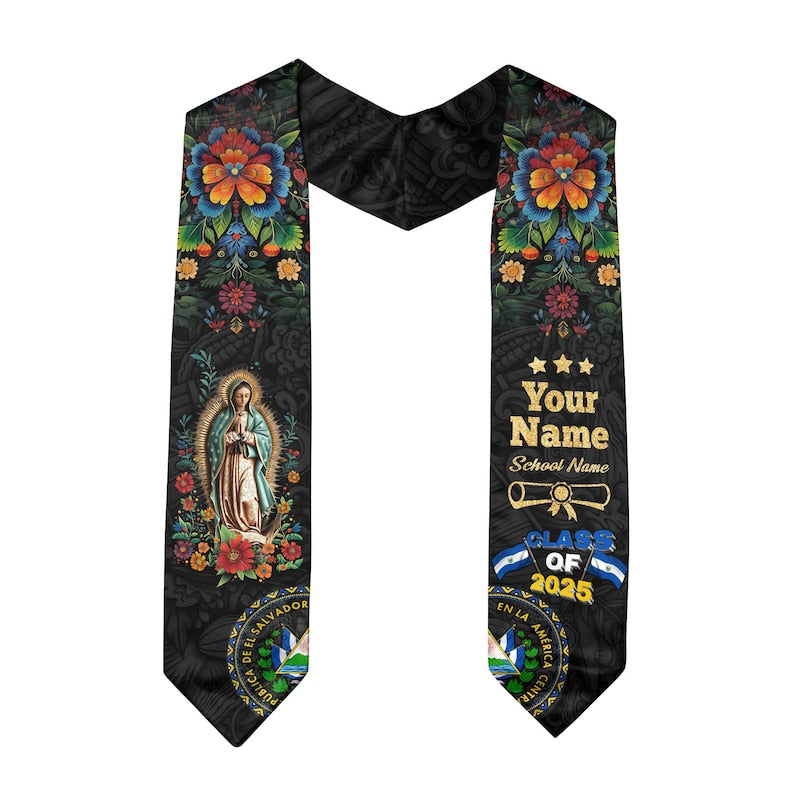 Custom Salvadorans Flag Graduation Sash 2025, El Salvador Graduation Stole 2025, Salvadorans Graduation Sash, Graduation Stole 2025