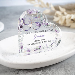 Personalised Happy 95th Birthday Gift Plaque, Birthday Gift For Nan Grandma Mum, 95th Birthday Gifts, Purple Floral 95th Gift, Gifts for Her