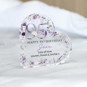 Personalised Happy 95th Birthday Gift Plaque, Birthday Gift For Nan Grandma Mum, 95th Birthday Gifts, Purple Floral 95th Gift, Gifts for Her