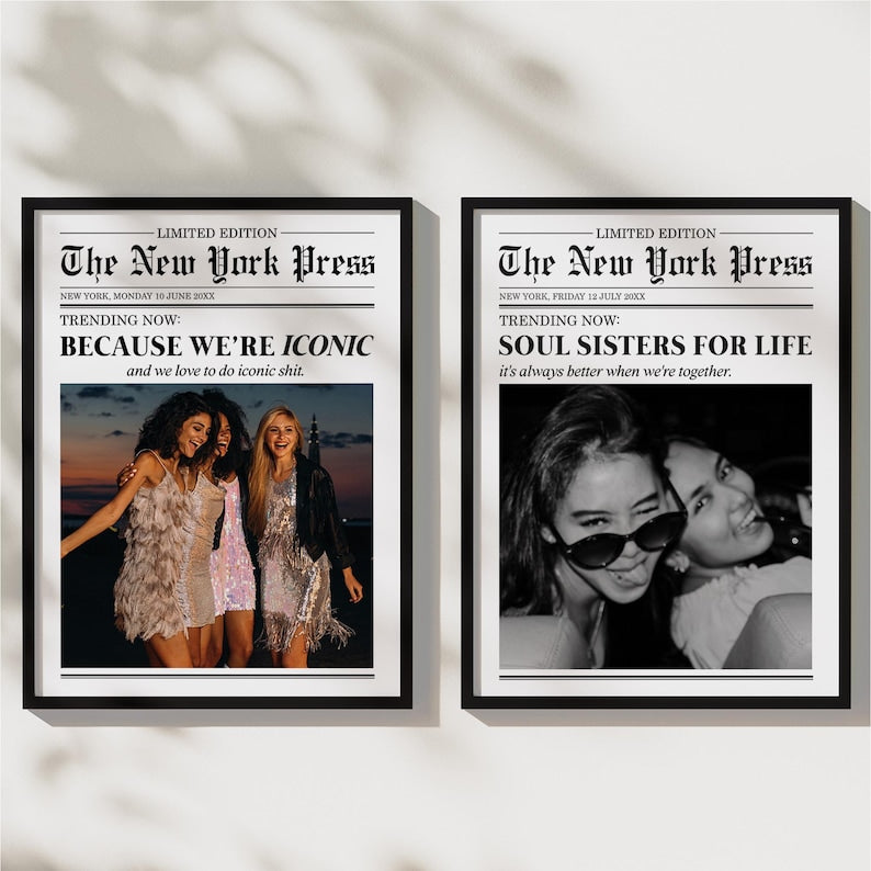 Because It's Iconic Newspaper Print, Custom Newspaper Print, Personalized Friend Gift, Gift for Best Friend, Custom Print, Bestie Gift