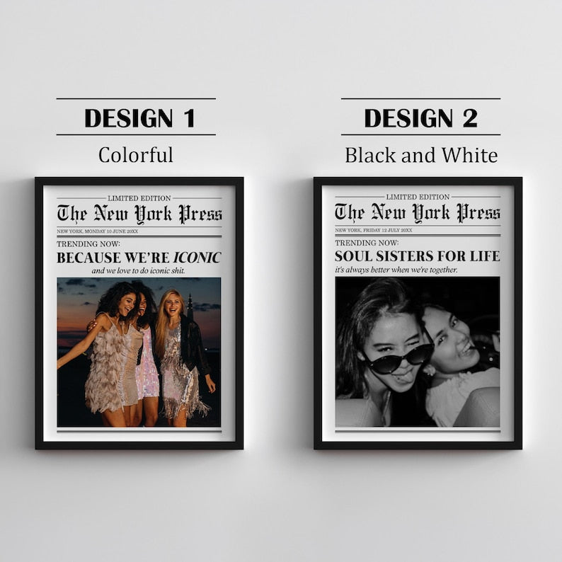 Because It's Iconic Newspaper Print, Custom Newspaper Print, Personalized Friend Gift, Gift for Best Friend, Custom Print, Bestie Gift