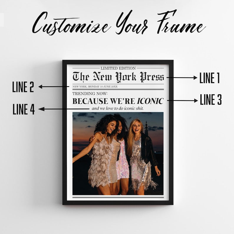 Because It's Iconic Newspaper Print, Custom Newspaper Print, Personalized Friend Gift, Gift for Best Friend, Custom Print, Bestie Gift