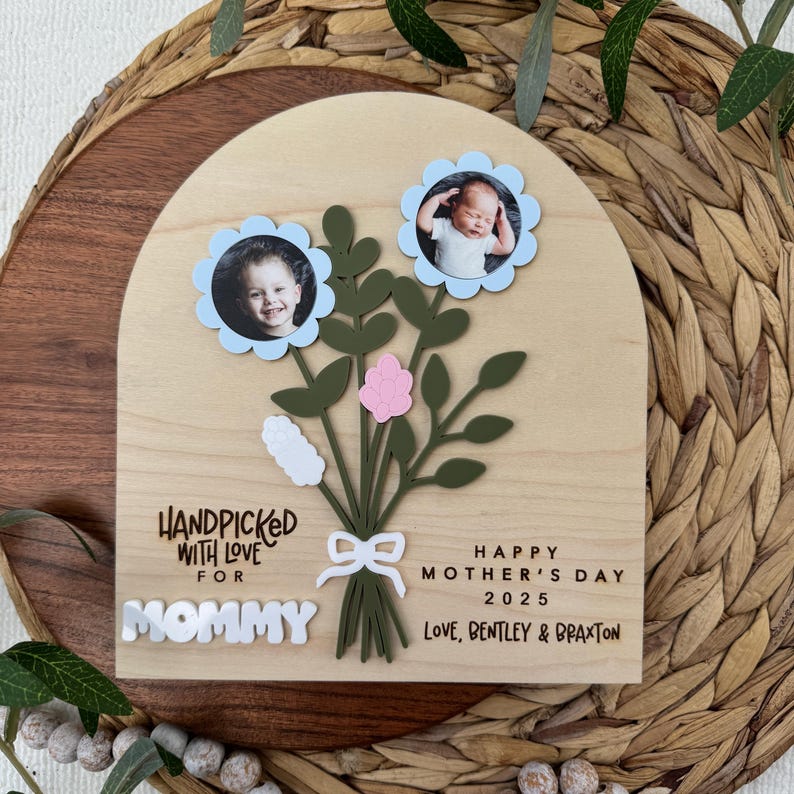 Flower Bouquet Photo Sign | Mother's Day Gifts | Gifts for Mom | Crafts for Kids | Kids Keepsake