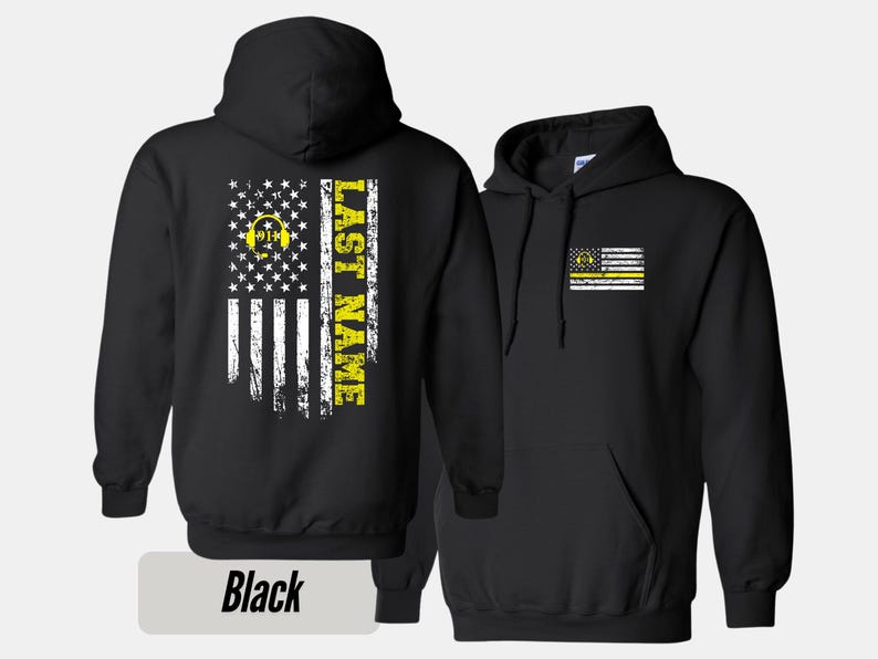 Dispatcher Sweatshirt, Thin Gold Line, Custom 911 Dispatcher Hoodie, Law Enforcement Officer T Shirt First Responder Operator Hoodie