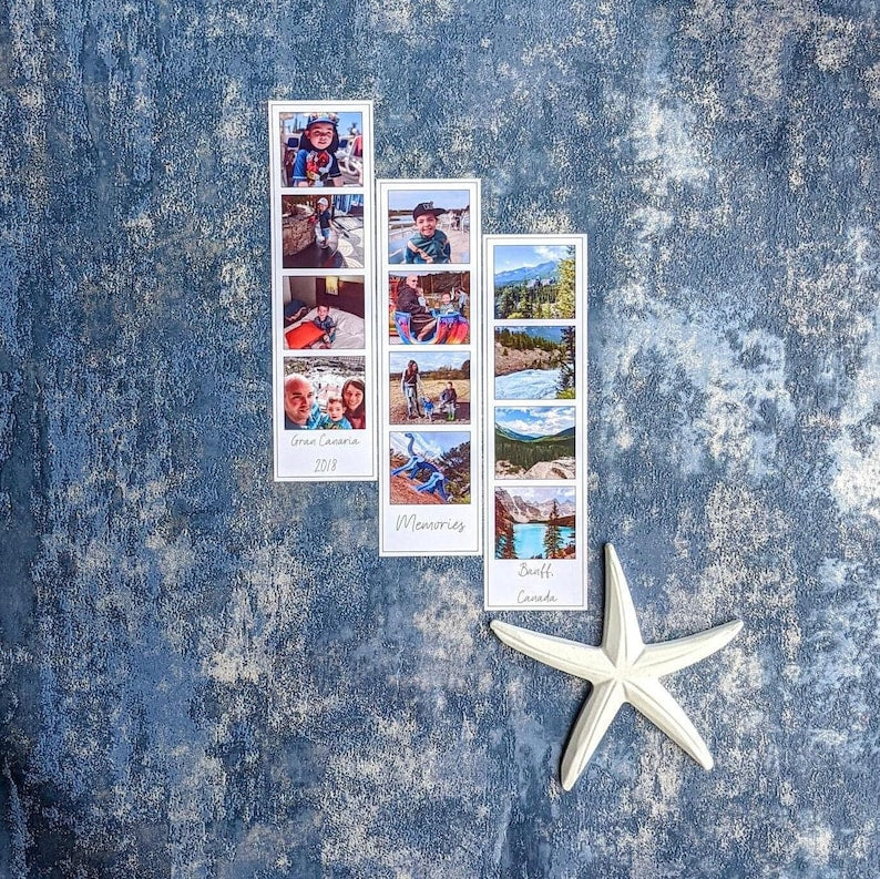 Photo Fridge Magnet, Personalised Magnet, Custom Magnetic Bookmark, Photo Booth Strip Gift for Best Friend Birthday, Fathers Day Gift