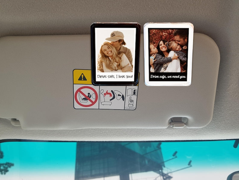 Personalized Sun Visor Picture Clip, Custom Pet Photo Car Accessory, Wallet Photo Holder Couples Gift, Christmas Gift For Husband, Boyfriend Family Portrait Decoration Drive Safe