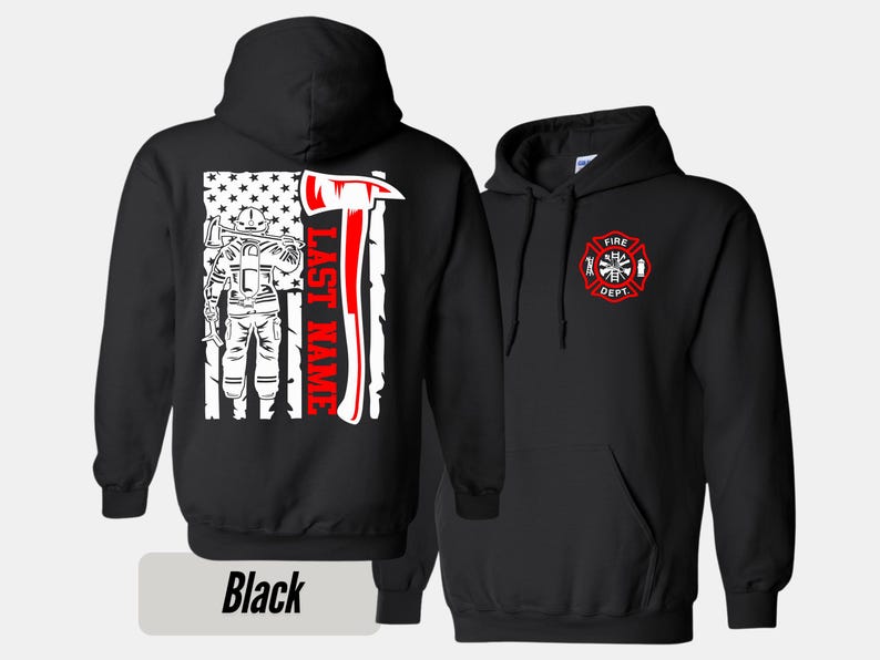 Custom Last Name Firefighter Sweatshirt, firefighter heavyweight hoodie, Firefighter Hoodie, Fire Department Tshirt Personalized Firefighter