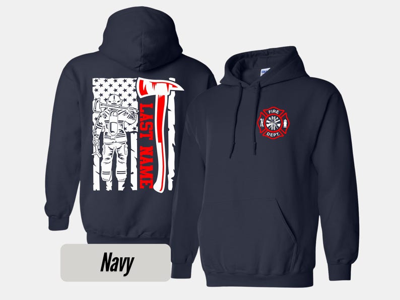 Custom Last Name Firefighter Sweatshirt, firefighter heavyweight hoodie, Firefighter Hoodie, Fire Department Tshirt Personalized Firefighter