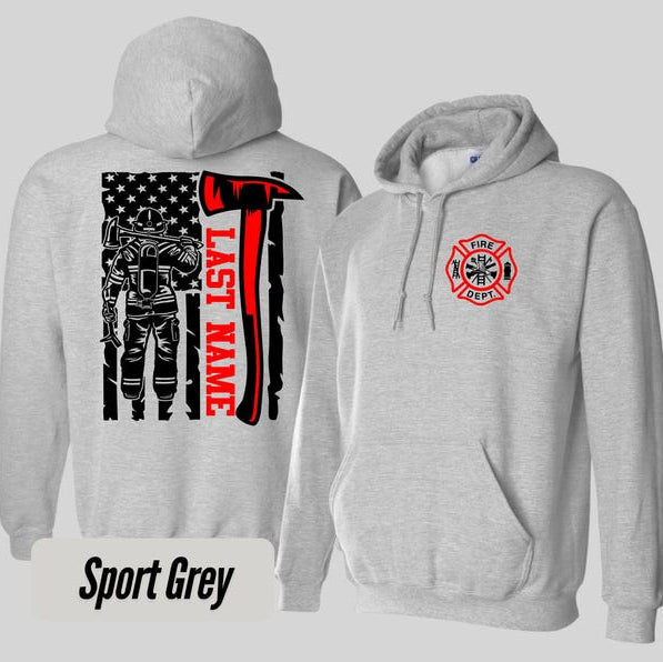 Custom Last Name Firefighter Sweatshirt, firefighter heavyweight hoodie, Firefighter Hoodie, Fire Department Tshirt Personalized Firefighter