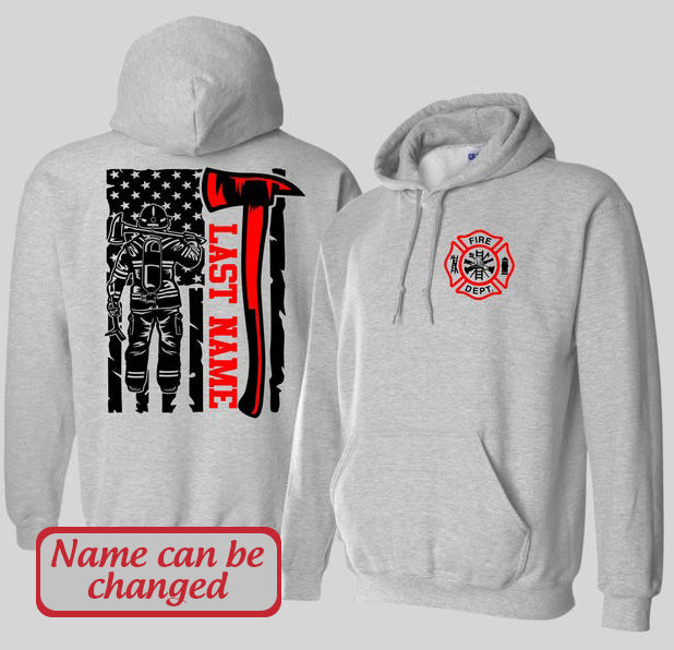 Custom Last Name Firefighter Sweatshirt, firefighter heavyweight hoodie, Firefighter Hoodie, Fire Department Tshirt Personalized Firefighter