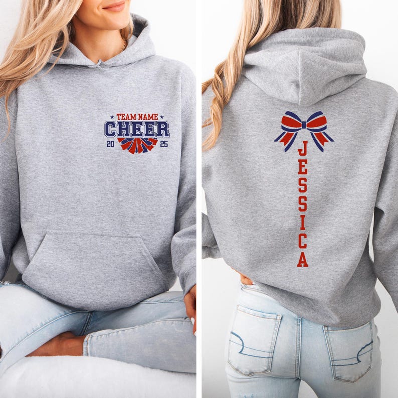 Custom Cheer Team Name Sweatshirt, Personalized Cheerleader Hoodie, Cheer Mom Shirt, Cheerleader Gift, Game Day Shirt, Cheer Competition Tee