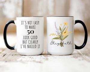 50th Birthday Gift for Women, 50th Birthday Mug, Personalized Birthday Gifts Funny 50th Mug 1975, Custom Gift For 50 Year Old Women