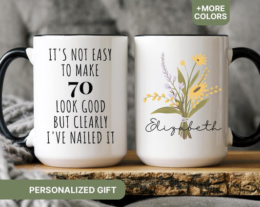 70th Birthday Gift for Women, 70th Birthday Mug, Personalized Birthday Gifts Funny 70th Mug 1955, Custom Gift For 70 Year Old Women