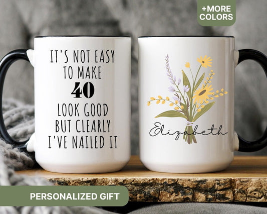 40th Birthday Gift for Women, 40th Birthday Mug, Personalized Birthday Gifts Funny 40th Mug 1985, Custom Gift For 40 Year Old Women