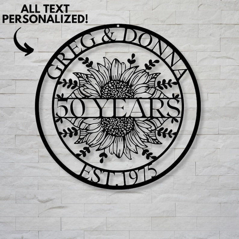 Metal Anniversary Sign / Anniversary Gift / Anniversary Gift For Parents / Year Anniversary Sign / Wedding Anniversary Metal Wall Art / Gift