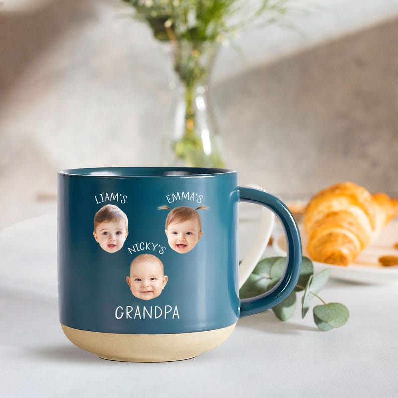 Custom Baby Face Mug 1st Fathers Day, Baby Face Photo Dad Pottery Mug, Custom Kids Photo Mothers Day Mug,Personalized Mug For Twin's Dad