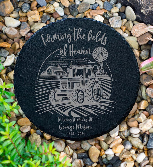 Farming In Heaven Farmer Memorial Garden Stone, Sympathy Gift, Grave Marker, Keepsake, Remembrance, Bereavement Gift, Loss of a Loved One
