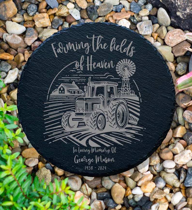 Farming In Heaven Farmer Memorial Garden Stone, Sympathy Gift, Grave Marker, Keepsake, Remembrance, Bereavement Gift, Loss of a Loved One