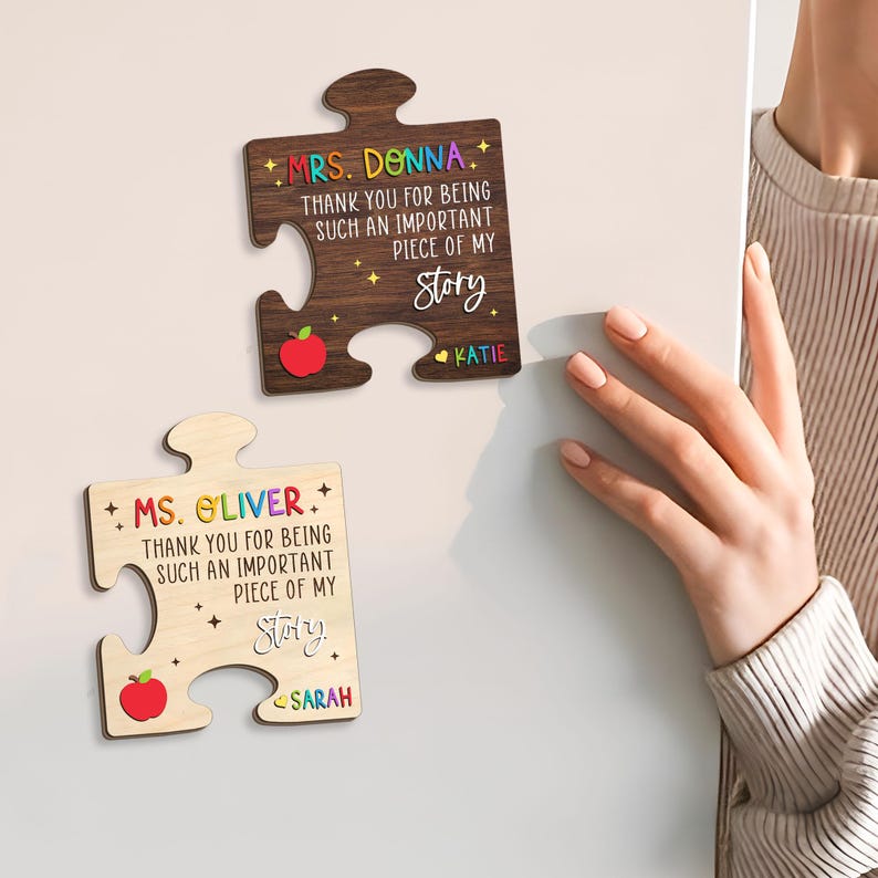 Personalized Teacher Puzzle Piece Magnet, Thank You Gift, Teacher Appreciation Sign, Thank You for Being Such an Important Piece of My Story