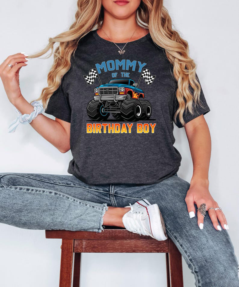 Custom Monster Truck Family Matching Birthday Party Shirt, Birthday Boy Monster Truck Shirt, Monster Truck Party Gift For Kids