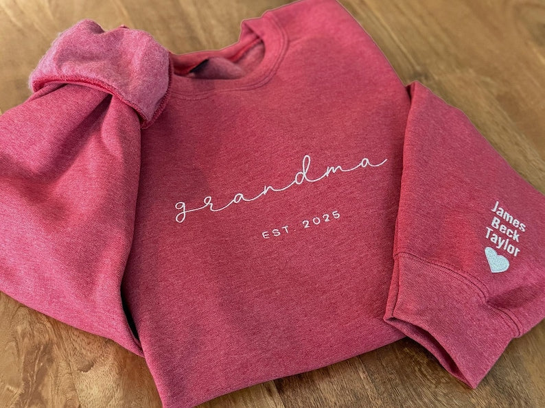 Personalized Grandma Sweatshirt, Embroidered Grandma Sweatshirt with Grandkids Names on Sleeves, Mother's Day Gifts, Gifts for Grandparents il_794xN.6653523047_8pzf.jpg