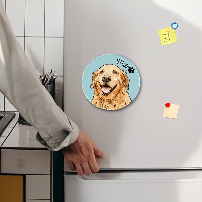 Personalized Pet Portrait Photo Magnets, Hand Drawn Magnet, Custom Pet Magnets, Gift for Dog Mom, Dog Cat Lover Gifts, Pet Birthday Decor