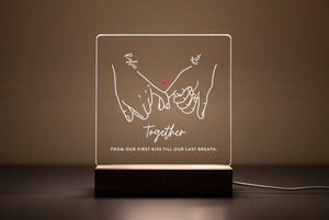 Personalized LED Acrylic Night Light Custom Couple Gift, Pinky Promise Sign, Anniversary, Wedding, Valentine's Day Gif