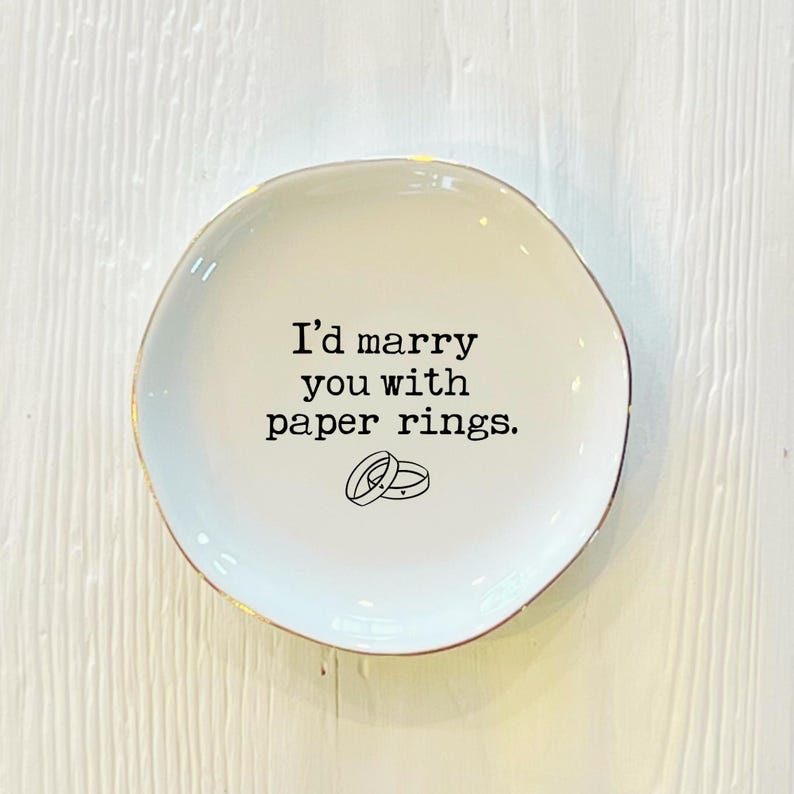 Marry You with Paper Rings Ring Trinket Dish | Sweet Wedding Ring Dish | Custom Jewelry Dish | Wedding Bride Gift | Gift from Groom