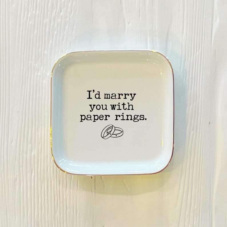 Marry You with Paper Rings Ring Trinket Dish | Sweet Wedding Ring Dish | Custom Jewelry Dish | Wedding Bride Gift | Gift from Groom