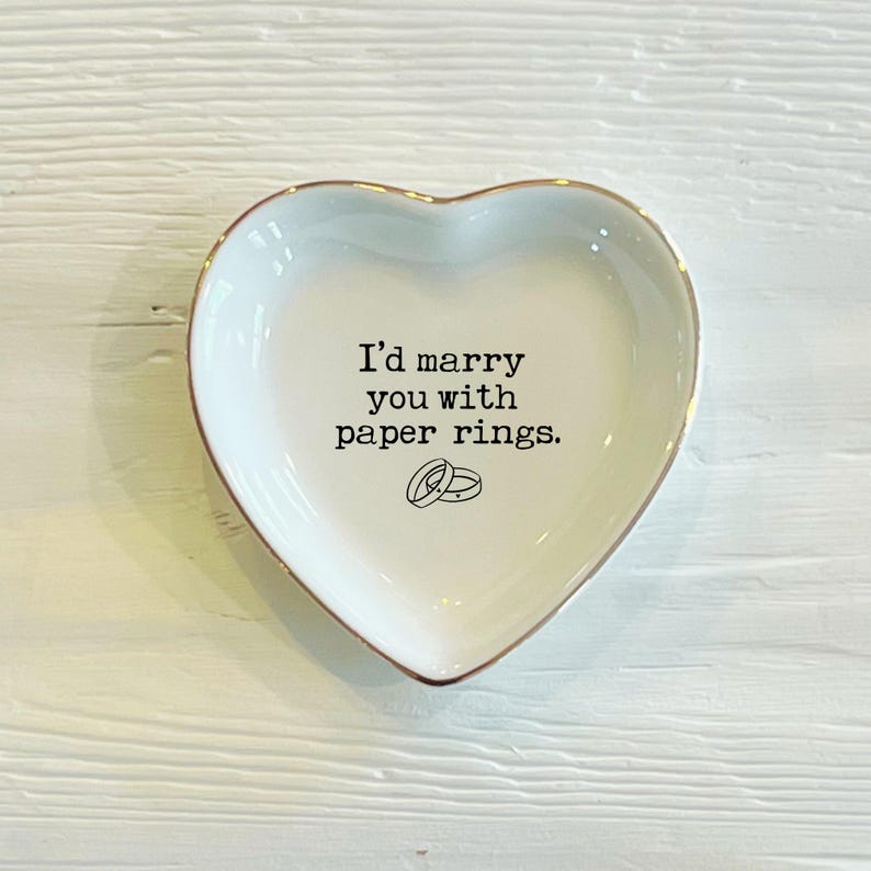 Marry You with Paper Rings Ring Trinket Dish | Sweet Wedding Ring Dish | Custom Jewelry Dish | Wedding Bride Gift | Gift from Groom
