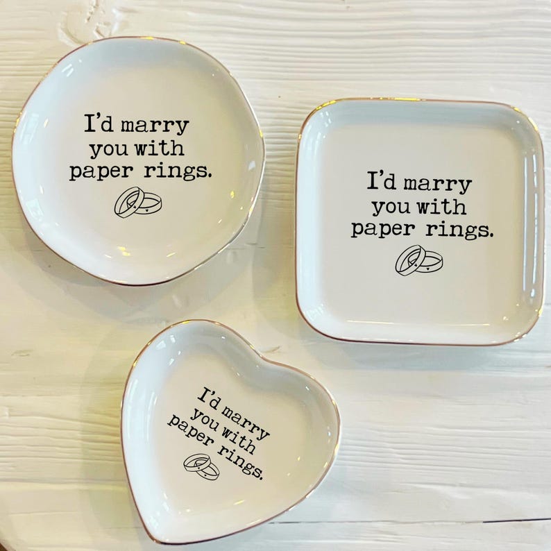 Marry You with Paper Rings Ring Trinket Dish | Sweet Wedding Ring Dish | Custom Jewelry Dish | Wedding Bride Gift | Gift from Groom