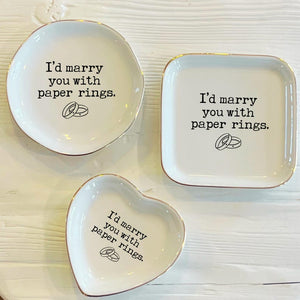 Marry You with Paper Rings Ring Trinket Dish | Sweet Wedding Ring Dish | Custom Jewelry Dish | Wedding Bride Gift | Gift from Groom