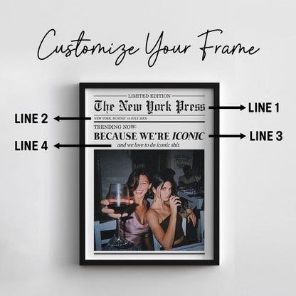 Custom Newspaper Print, Custom Friendship Wall Art, College Dorm, Gift for Friend, Best Friend Gift, Custom Gift, Modern Girly Room Decor