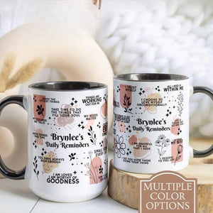 Personalized Daily Affirmations Coffee Mug, Custom Daily Reminders Cup, Best Friend Gift, Mental Health Awareness Gift, Customized Mug