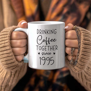 30th Anniversary Gift For Couple, 30 Year Wedding Anniversary Gift, Drinking Coffee Together Mug, Personalized Pearl Anniversary Coffee Mug