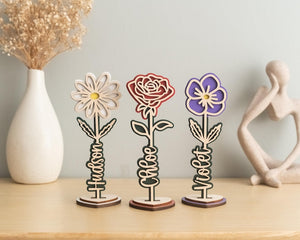 Custom Wood Flower Name Sign, Mom's Garden Sign, Birth Month Flowers, Grandma Gifts, Mom's Garden, Grandma Gift, Mothers Day Gift