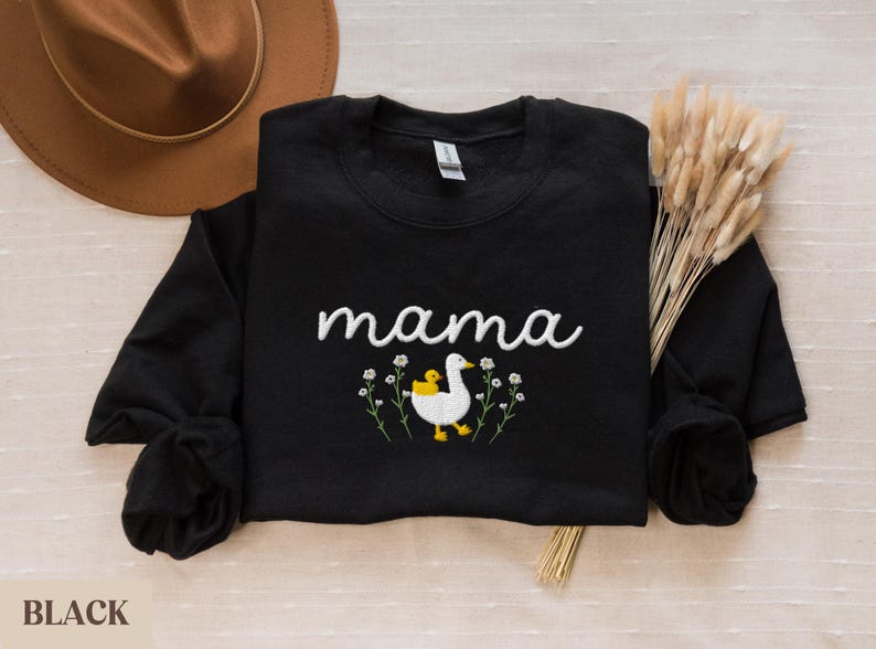 Embroidered Mama Sweatshirt, Goose Mama Crewneck, Mother's Day Gift, New Mom Gift, Baby Shower Gift, Cozy Mom Sweater, Cute Mom Sweatshirt