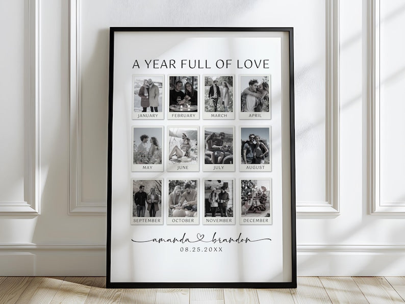 Custom Polaroid Photo Anniversary Canvas, Anniversary Gift, 1st Anniversary Gift, Personalized Photo Canvas, 1 Year Anniversary Gift