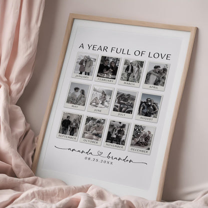 Custom Polaroid Photo Anniversary Canvas, Anniversary Gift, 1st Anniversary Gift, Personalized Photo Canvas, 1 Year Anniversary Gift