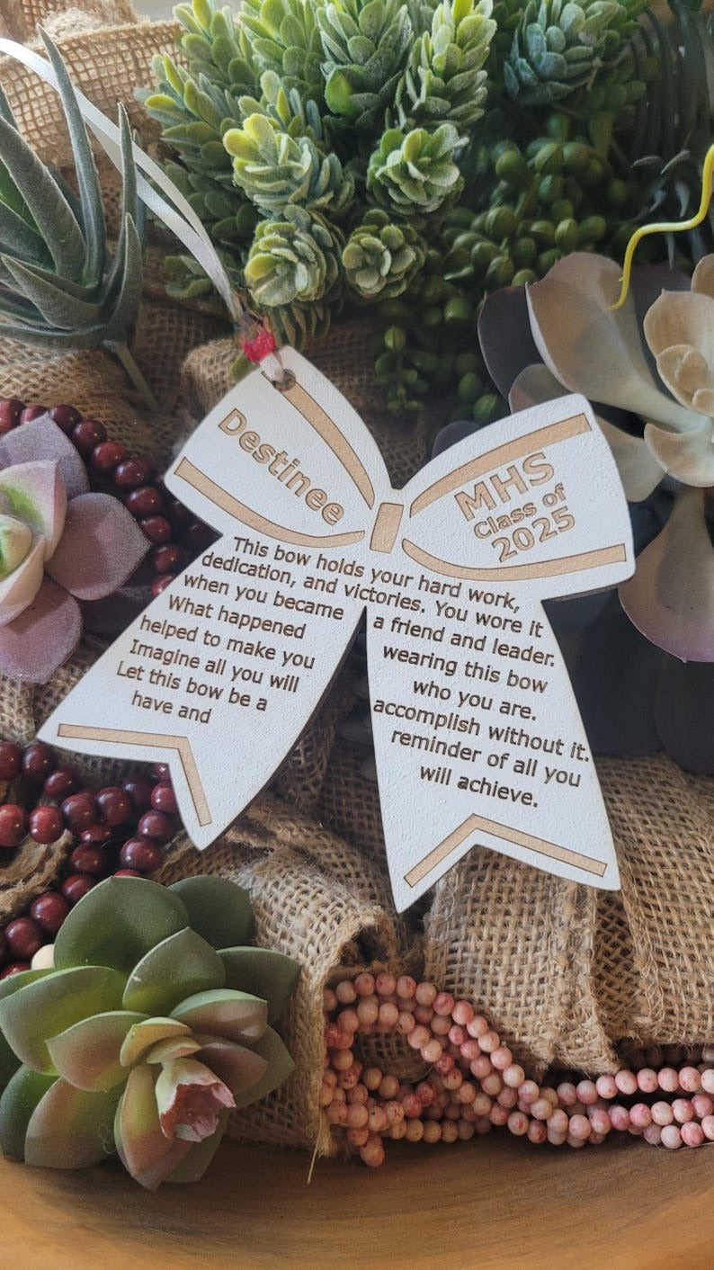 CHEERLEADER HOMECOMING GIFT + Senior Night Banquet Bouquet Keepsakes + Placecard + Ornament + Gift Bag Tag + Goodie Bag + HoCo + Graduate