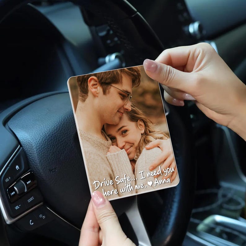 Personalized Father's Day Gift For Daddy, Custom Photo Car Visor Clip, Gift For Husband, Custom Drive Safe Sun Visor Picture Clip, Mom Gifts