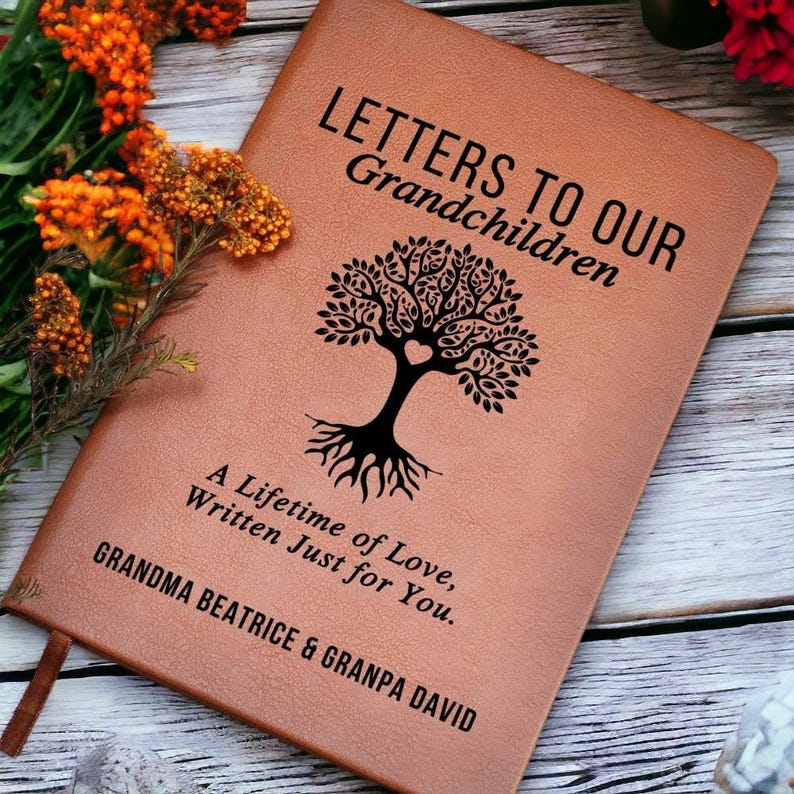 Letters To Our Grandchildren Personalized Leather Journal, Grandparent Memory Book, Legacy Keepsake for Grandkids, Gift for Grandchildren