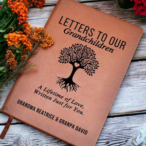 Letters To Our Grandchildren Personalized Leather Journal, Grandparent Memory Book, Legacy Keepsake for Grandkids, Gift for Grandchildren